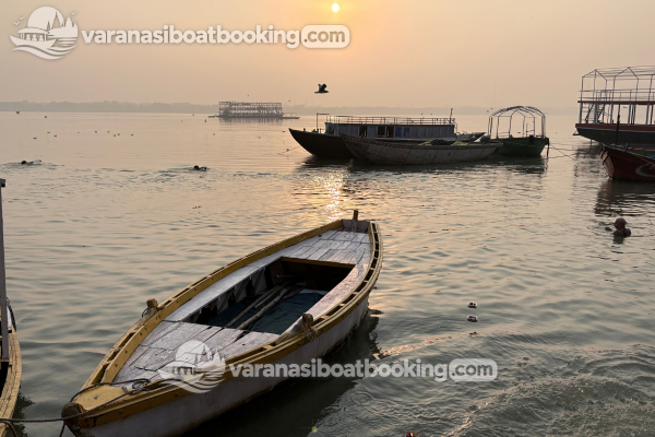 Boats moored at the ghat